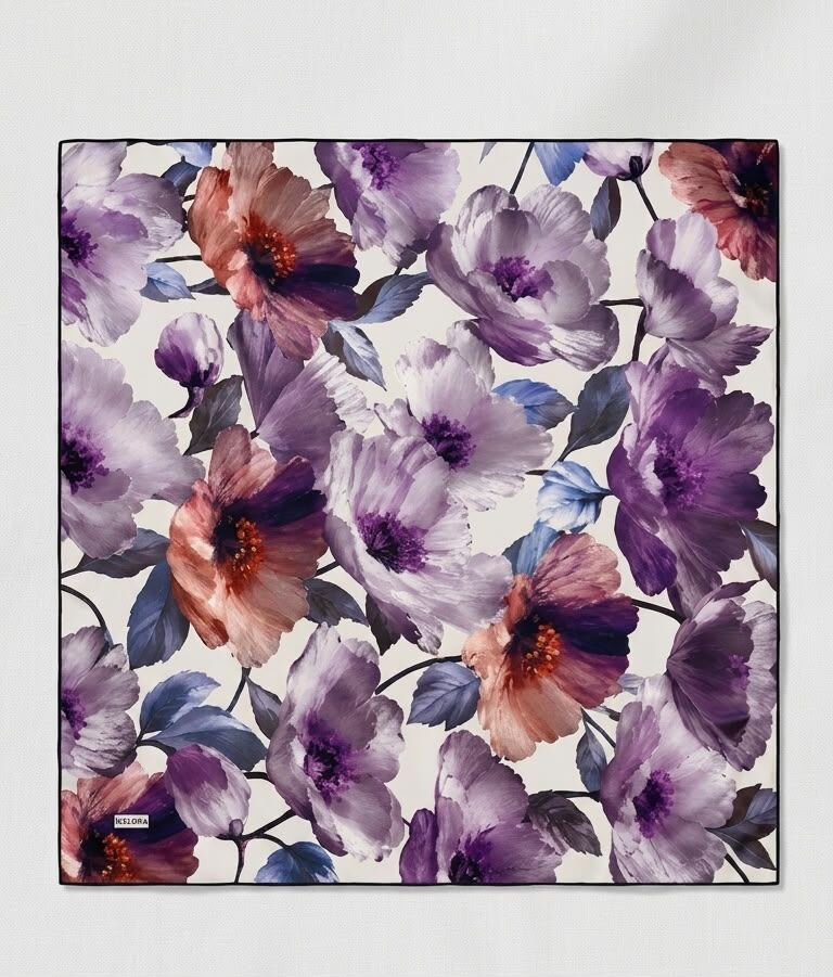 KARLEA ORGANİK EŞARP CORAL BLOOM DESEN