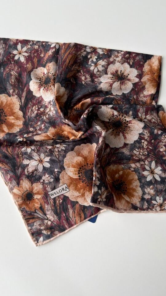 KARLEA ORGANİK EŞARP AMBER BLOOM DESEN
