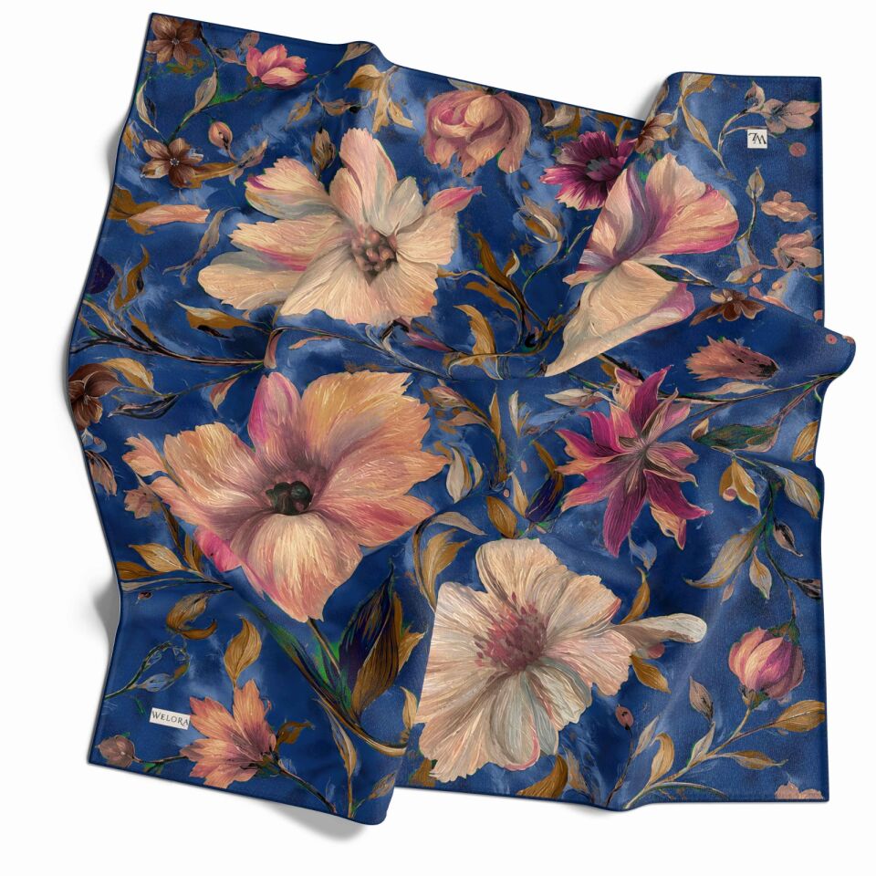 KARLEA SCARF ORGANİK EŞARP DESEN SCARLET BLOSSOM
