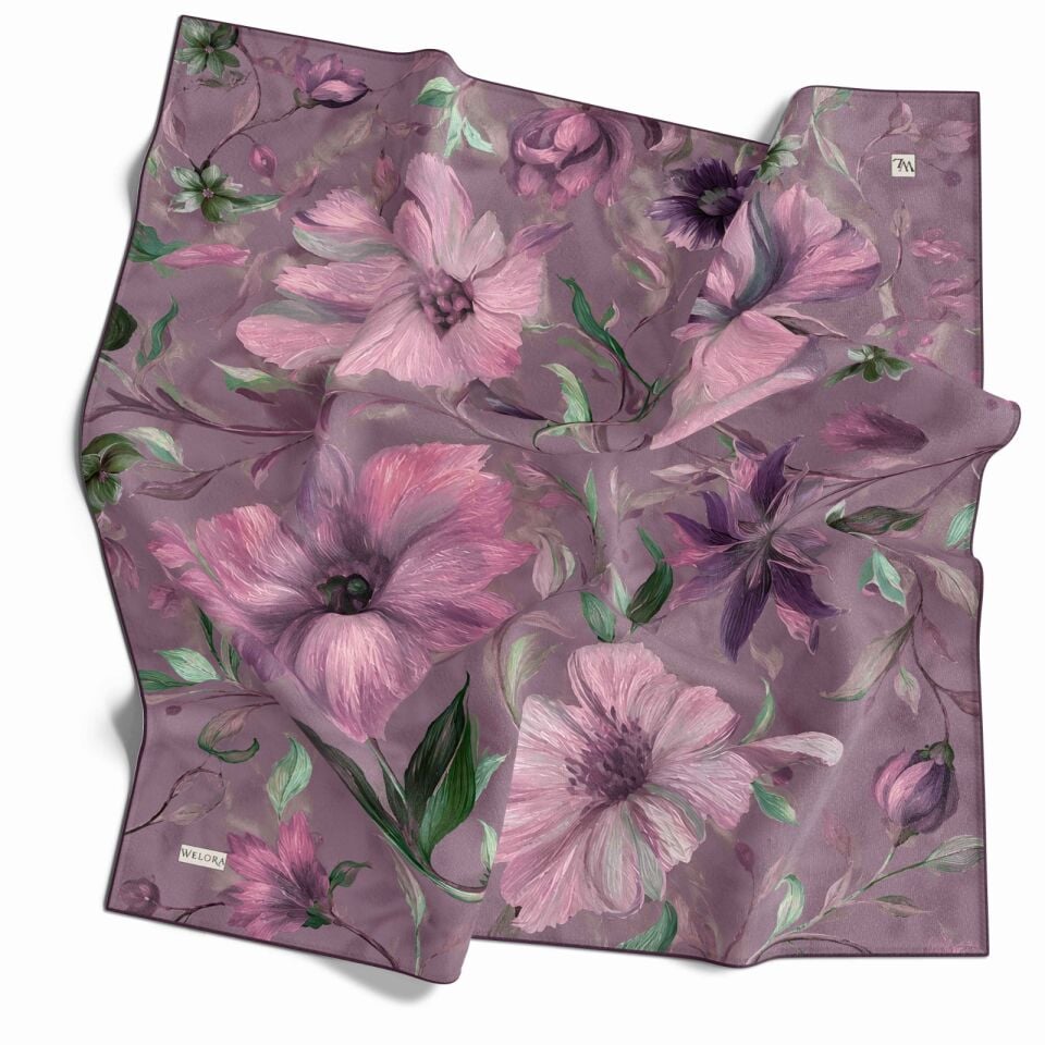 KARLEA SCARF ORGANİK EŞARP DESEN SCARLET BLOSSOM