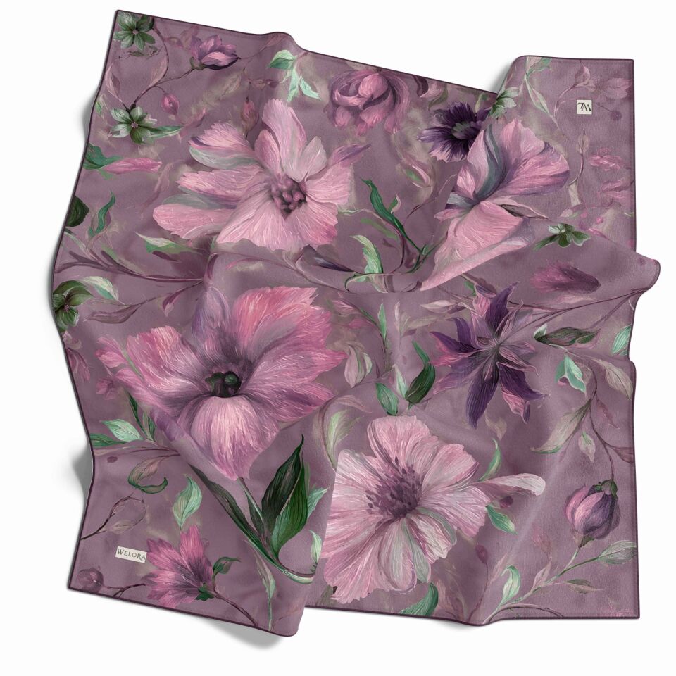 KARLEA SCARF ORGANİK EŞARP DESEN SCARLET BLOSSOM