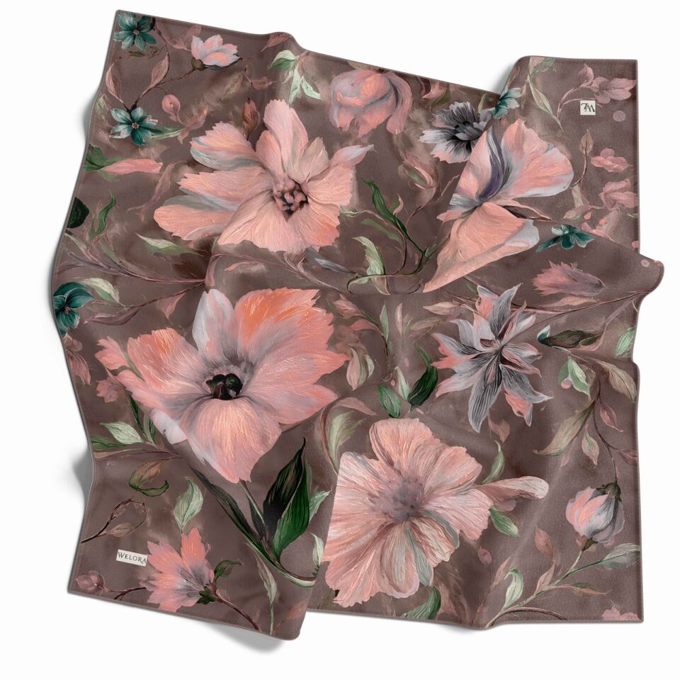 KARLEA SCARF ORGANİK EŞARP DESEN SCARLET BLOSSOM