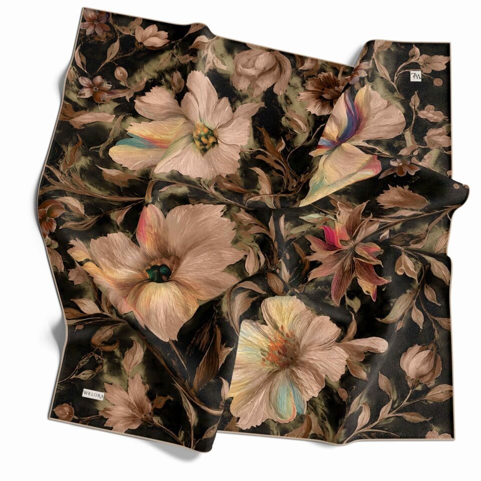 KARLEA SCARF ORGANİK EŞARP DESEN SCARLET BLOSSOM