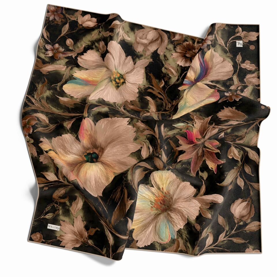 KARLEA SCARF ORGANİK EŞARP DESEN SCARLET BLOSSOM