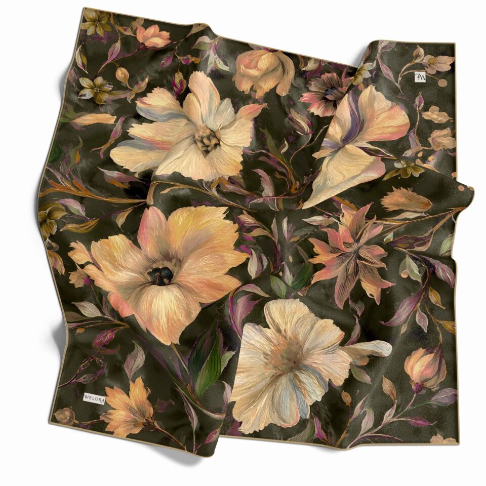 KARLEA SCARF ORGANİK EŞARP DESEN SCARLET BLOSSOM