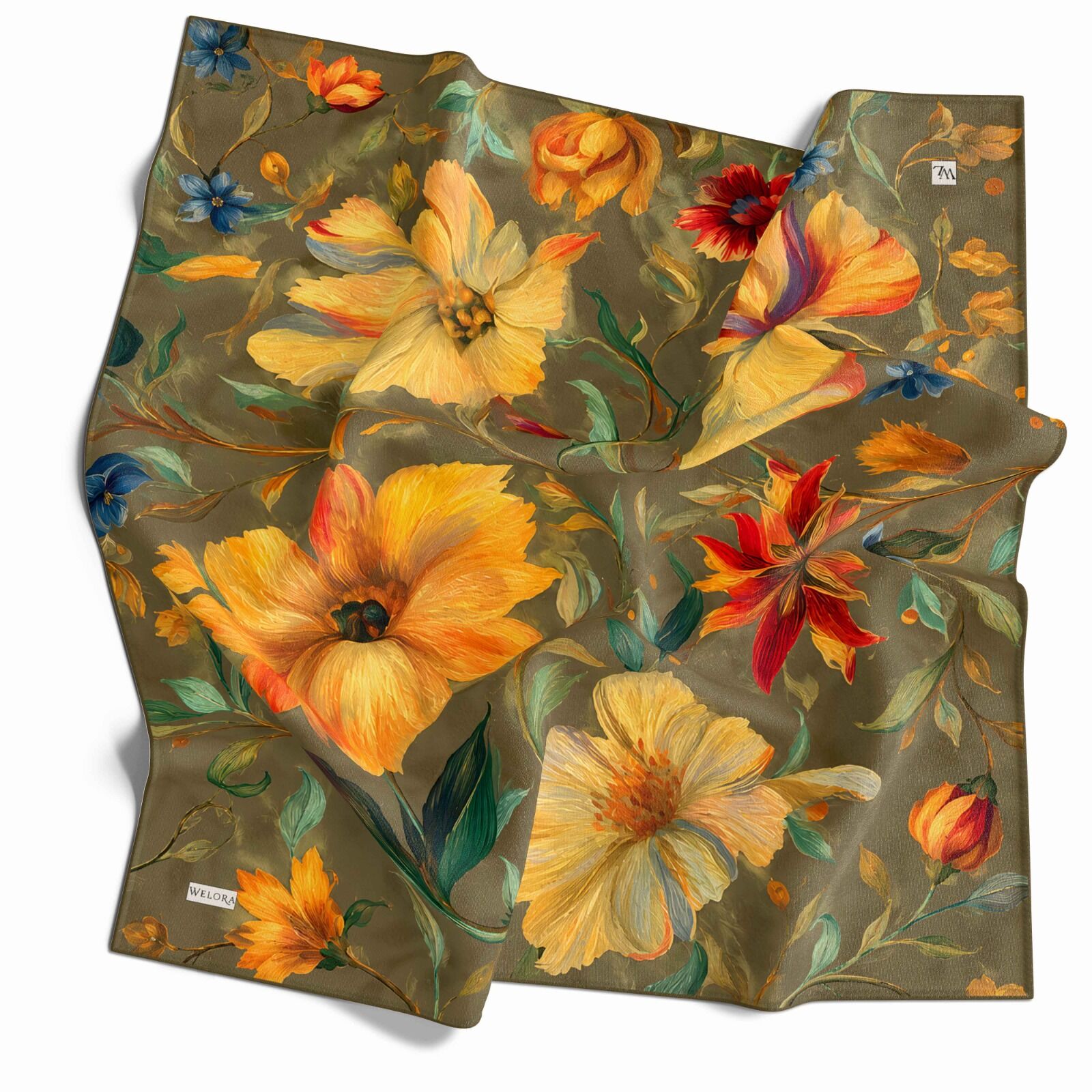 KARLEA SCARF ORGANİK EŞARP DESEN SCARLET BLOSSOM