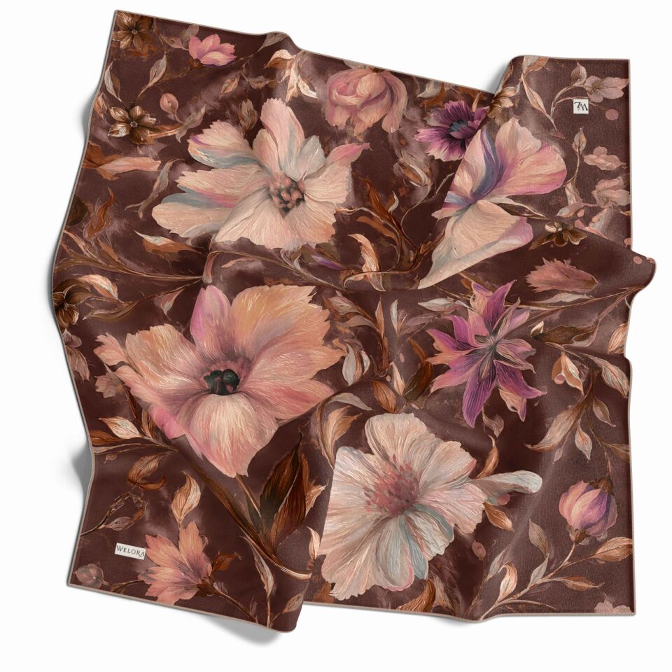 KARLEA SCARF ORGANİK EŞARP DESEN SCARLET BLOSSOM