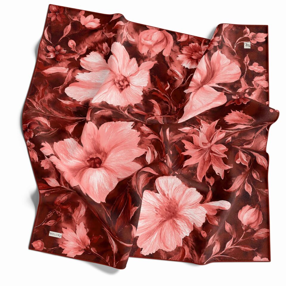 KARLEA SCARF ORGANİK EŞARP DESEN SCARLET BLOSSOM