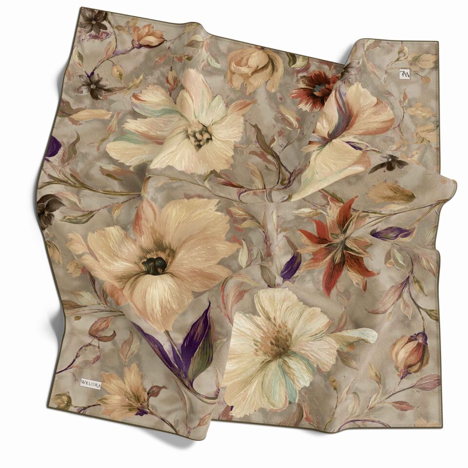 KARLEA SCARF ORGANİK EŞARP DESEN SCARLET BLOSSOM