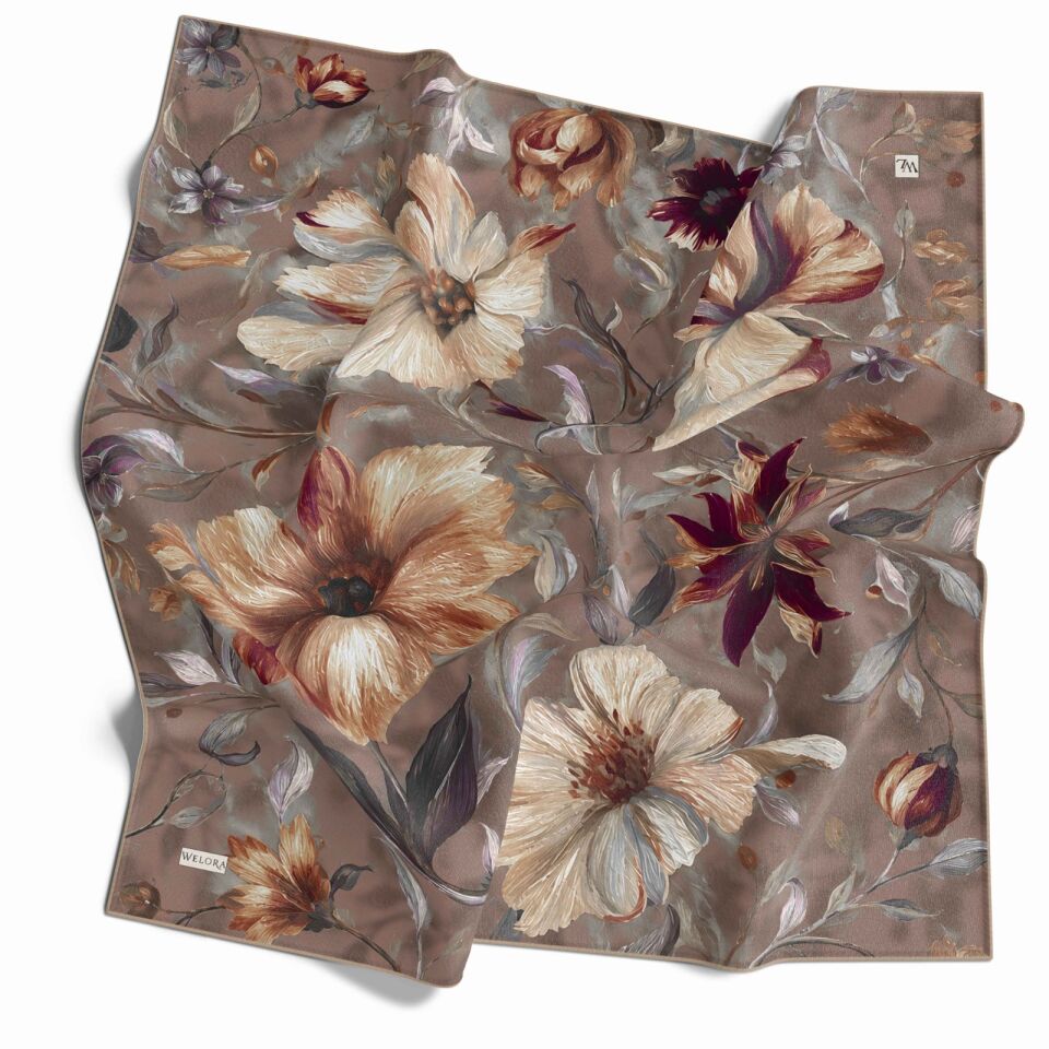 KARLEA SCARF ORGANİK EŞARP DESEN SCARLET BLOSSOM